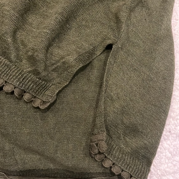 J. Crew Women Military Green Linen Scoop Neck Sweater with Lace Trim Size Large - Picture 7 of 12
